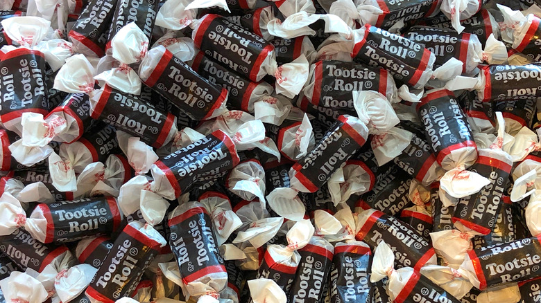 Large pile of Tootsie Rolls 