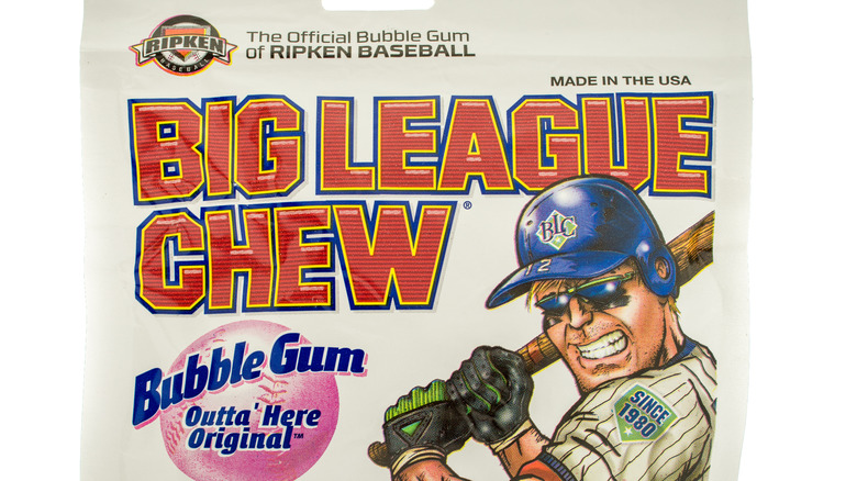 Close up of Big League Chew package of bubble gum 