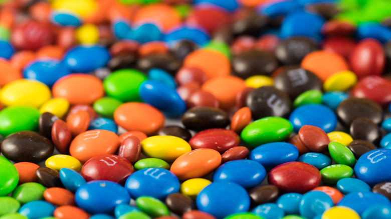 Many M&Ms spread out 