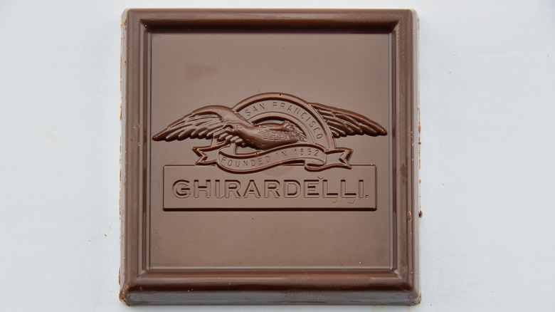 A single square of Ghirardelli chocolate