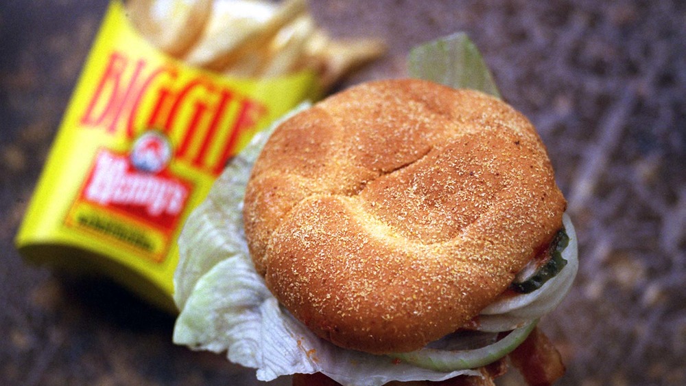 Wendy's burger with biggie fries