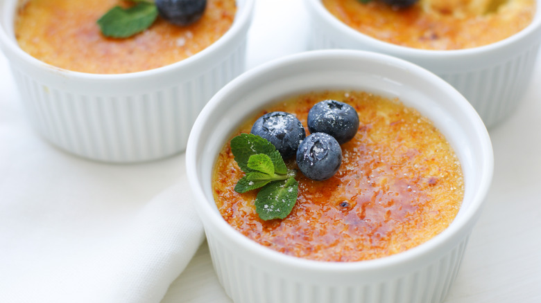 Creme Brulee and Blueberries 