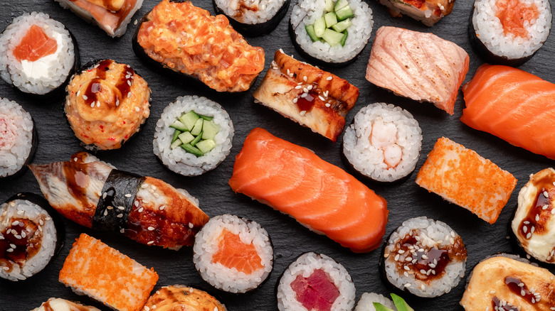 Plate of Various Sushi