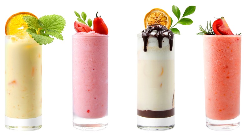 a row of smoothies