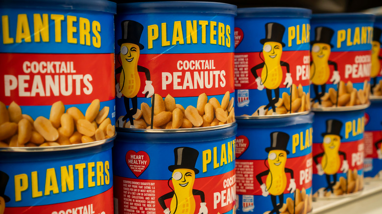 planters nut cans on shelf