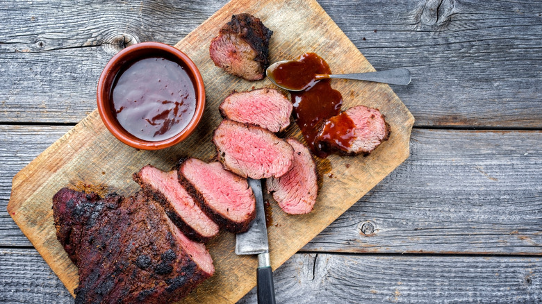 Tri-tip steak with sauce