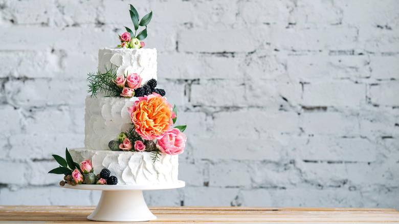 Wedding cake with floral decor