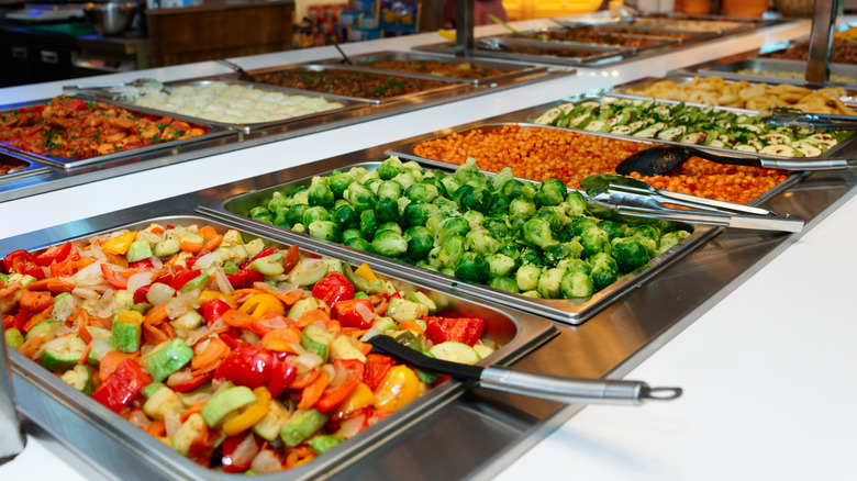 salad bar with cooked vegetables