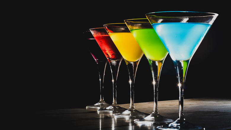 colorful flavored martinis