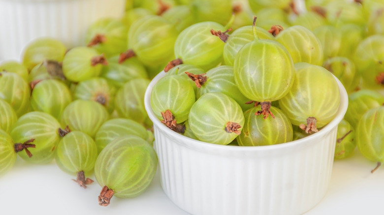 bowl of green gooseberries