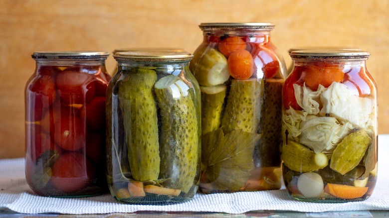 jars of pickled vegetables