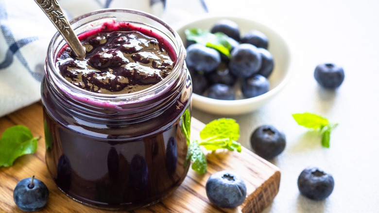 jar of blueberry preserves