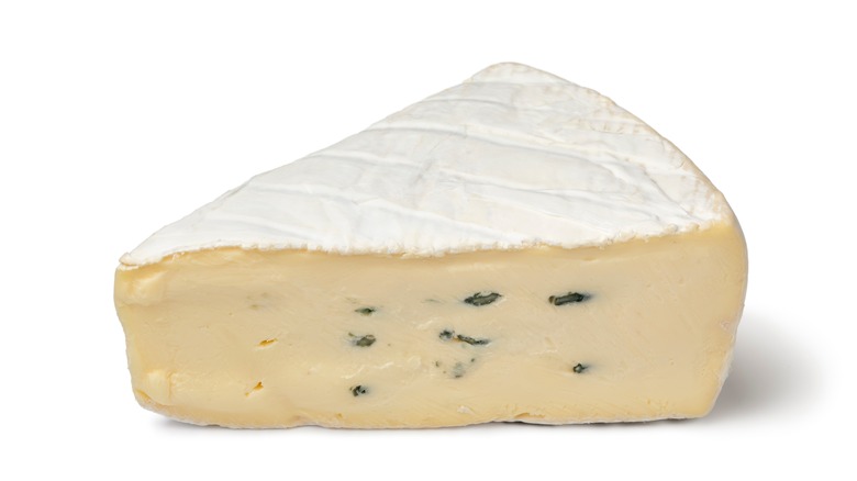 cambozola wedge on white background