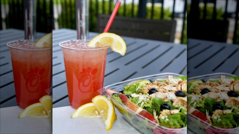 Chick-fil-A salad and Sunjoy beverage