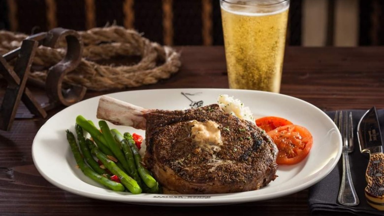 Steak on plate with veggies