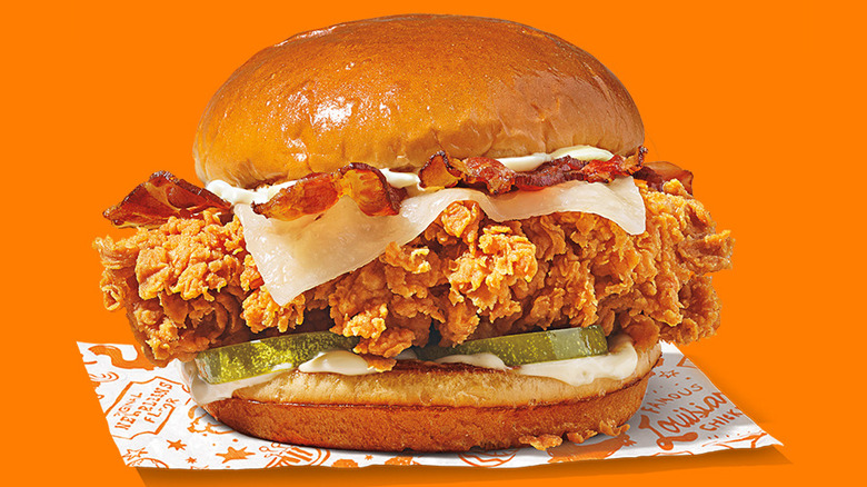 Popeye's classic bacon cheese chicken sandwich