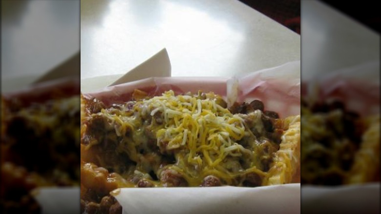 Bowl of chili cheese fries