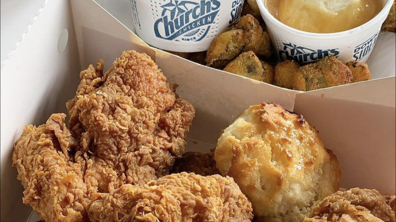 Church's fried chicken and biscuit