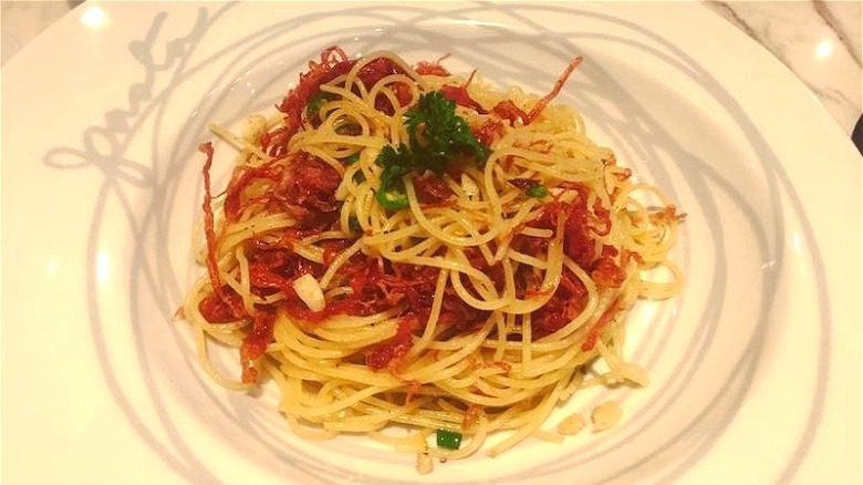 Filipino spaghetti corned beef