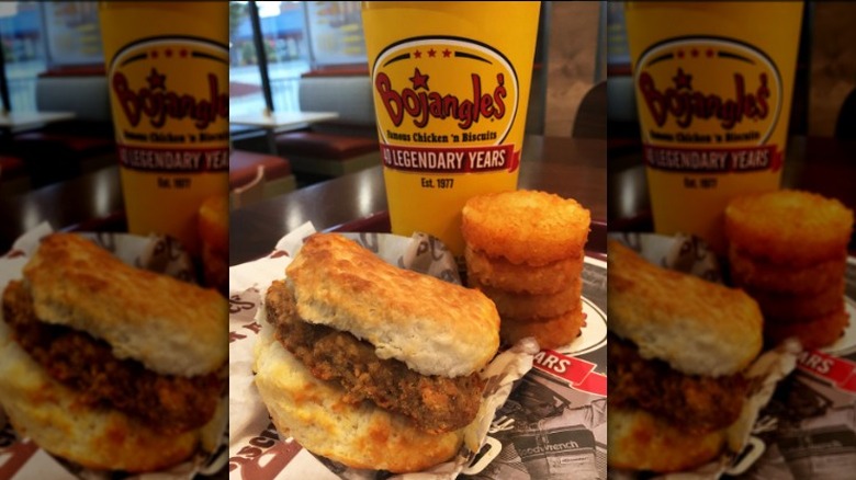 steak biscuit on table