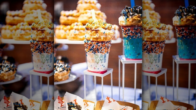 donut popcorn milkshake on display