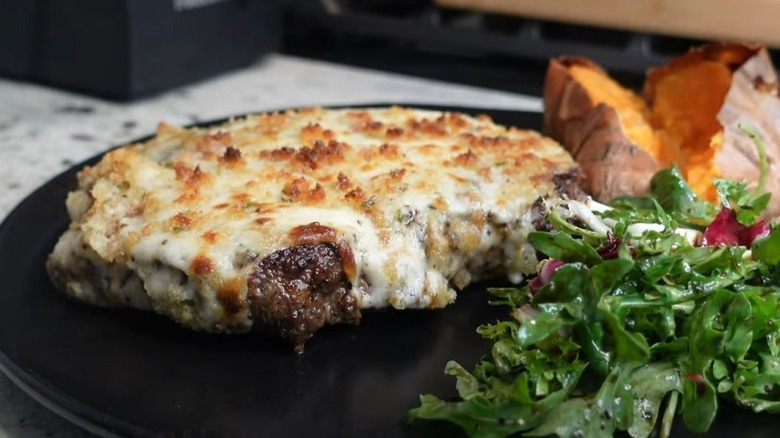 parmesan-crusted steak with sides