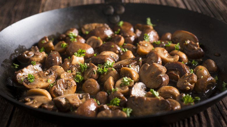 sautéed mushrooms in pan