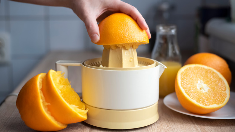 oranges juiced in juicer