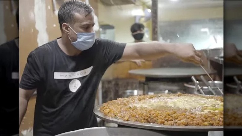 Preparing egg bhurji