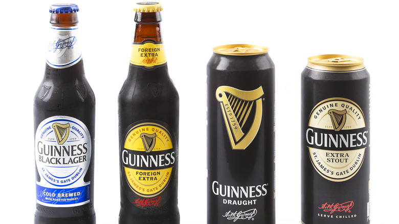 various containers of Guinness beer