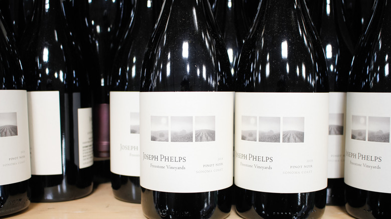 Joseph Phelps pinot noir on shelf