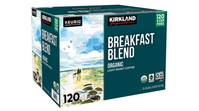 Box of Kirkland K-Cups on white