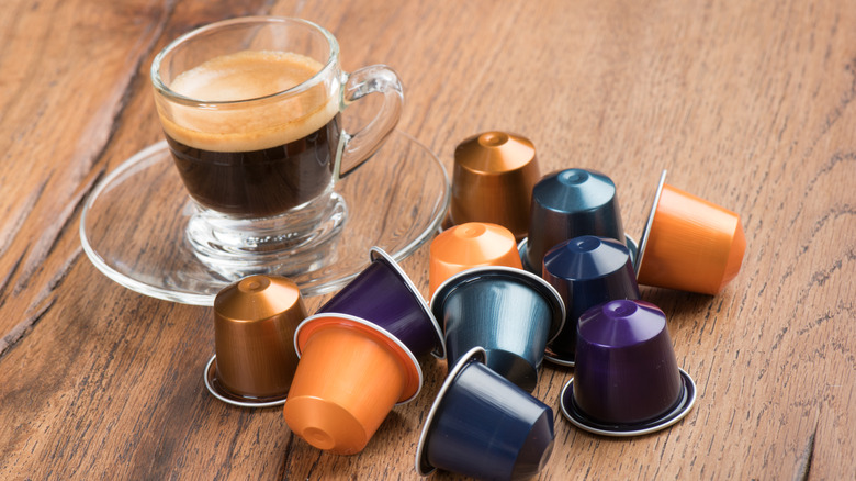 Nespresso pods and an espresso