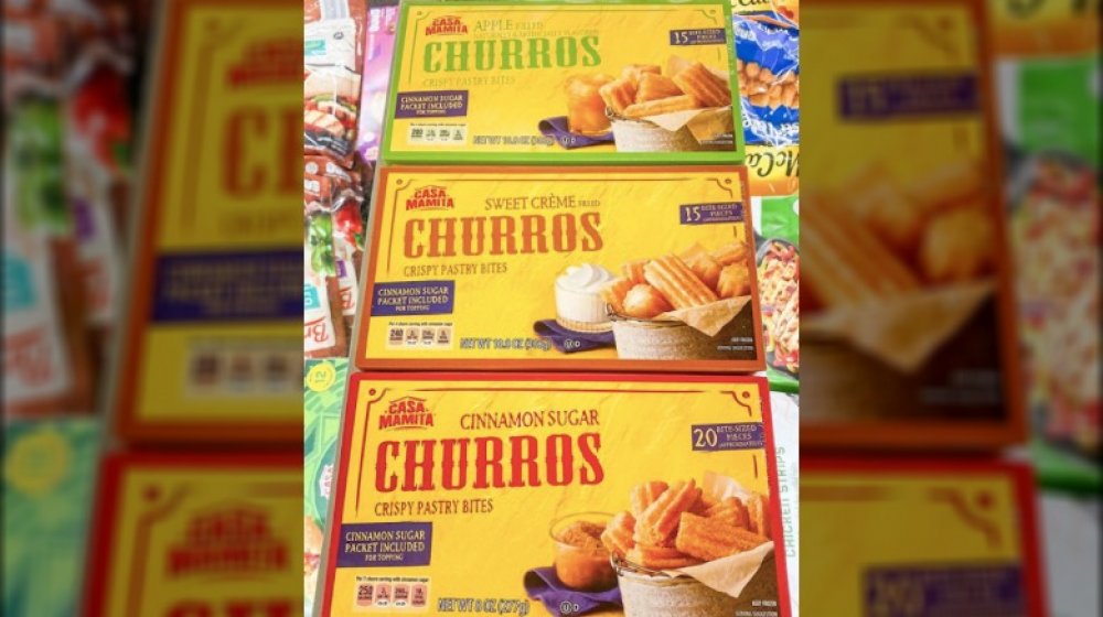 three boxes of Aldi churro bites