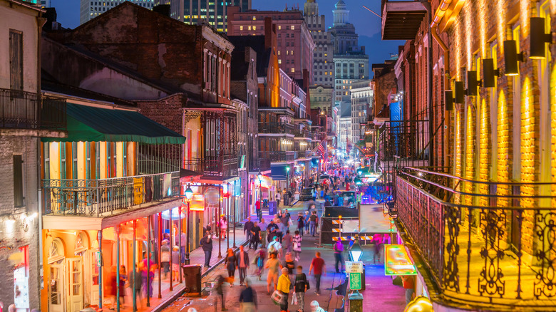 View of Bourbon Street from a balcony