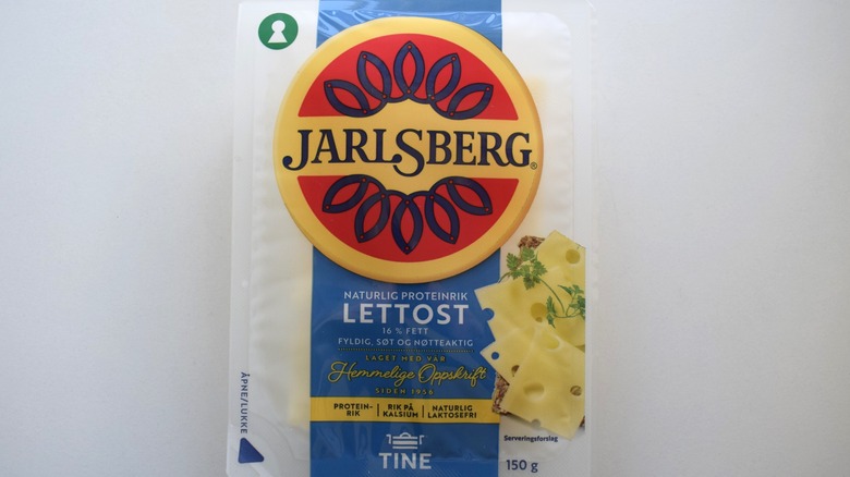 wedge of Jarlsberg cheese