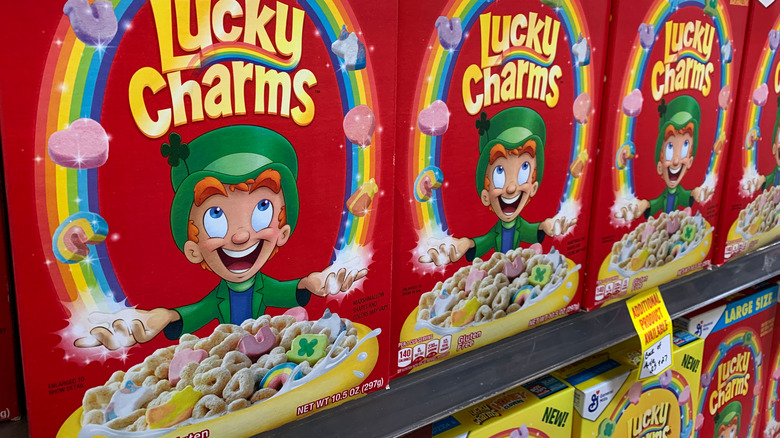 lucky charms boxes in a row