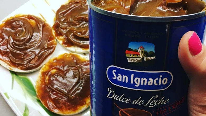 canned dulce de leche with treats