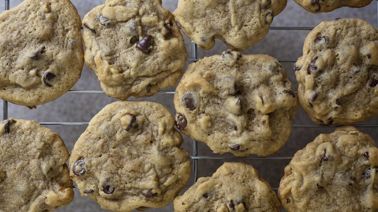 chocolate chip cookies on cooling rack