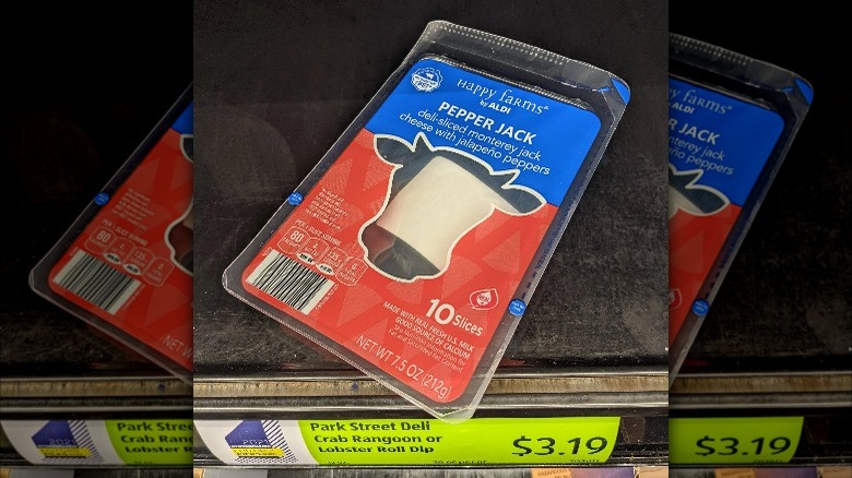 An empty package of cheese from Aldi