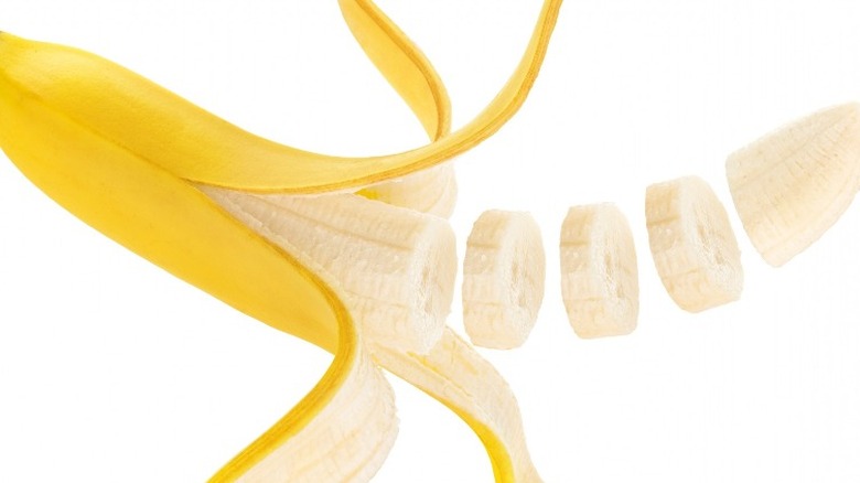 Peeled banana sliced into small circles