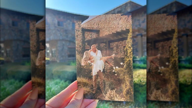 Couple posing outside Olive Garden