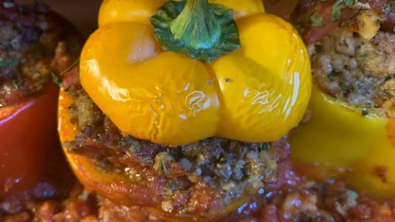 stuffed yellow bell pepper