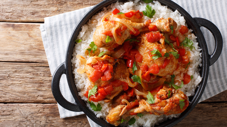 Haitian stew on table