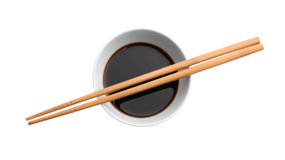 A bowl with soy sauce