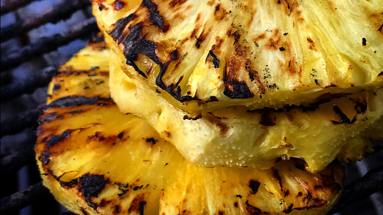 Pineapple slices with grill marks