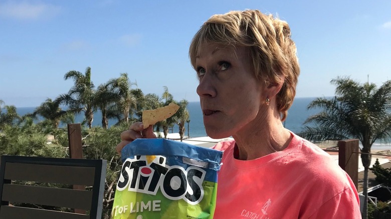 Barbara Corcoran eating Tostitos chips