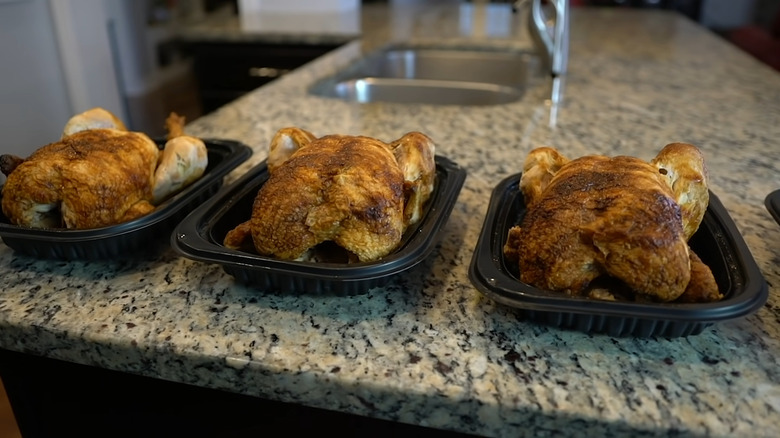 Costco rotisserie chickens on display