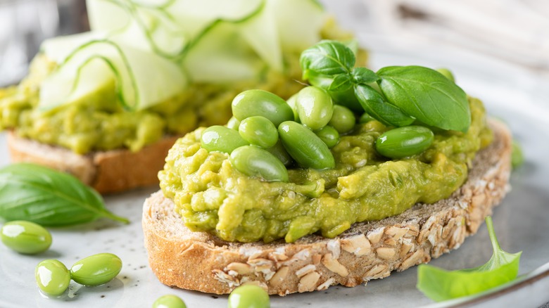 Avocado edamame toast