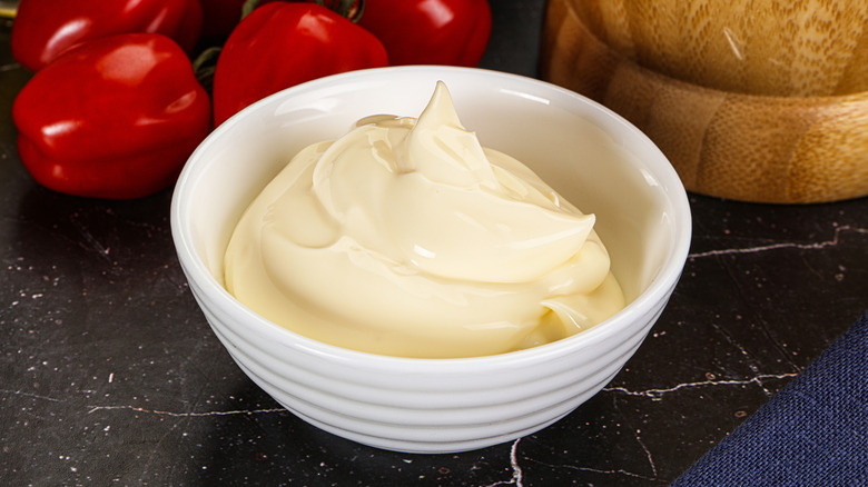 Small bowl of mayonnaise